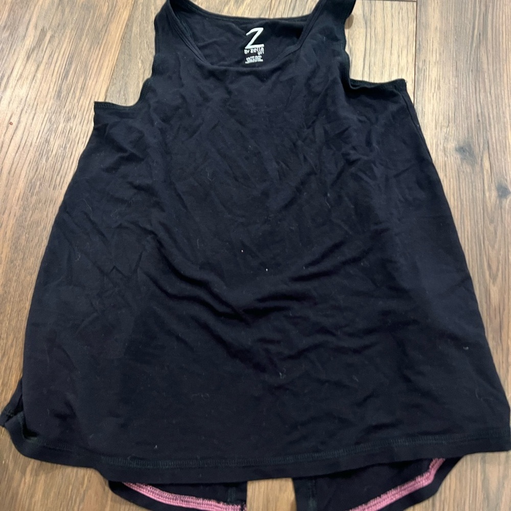 Zella Open Back Tank Top Black/Pink Girls Size XS 5/6